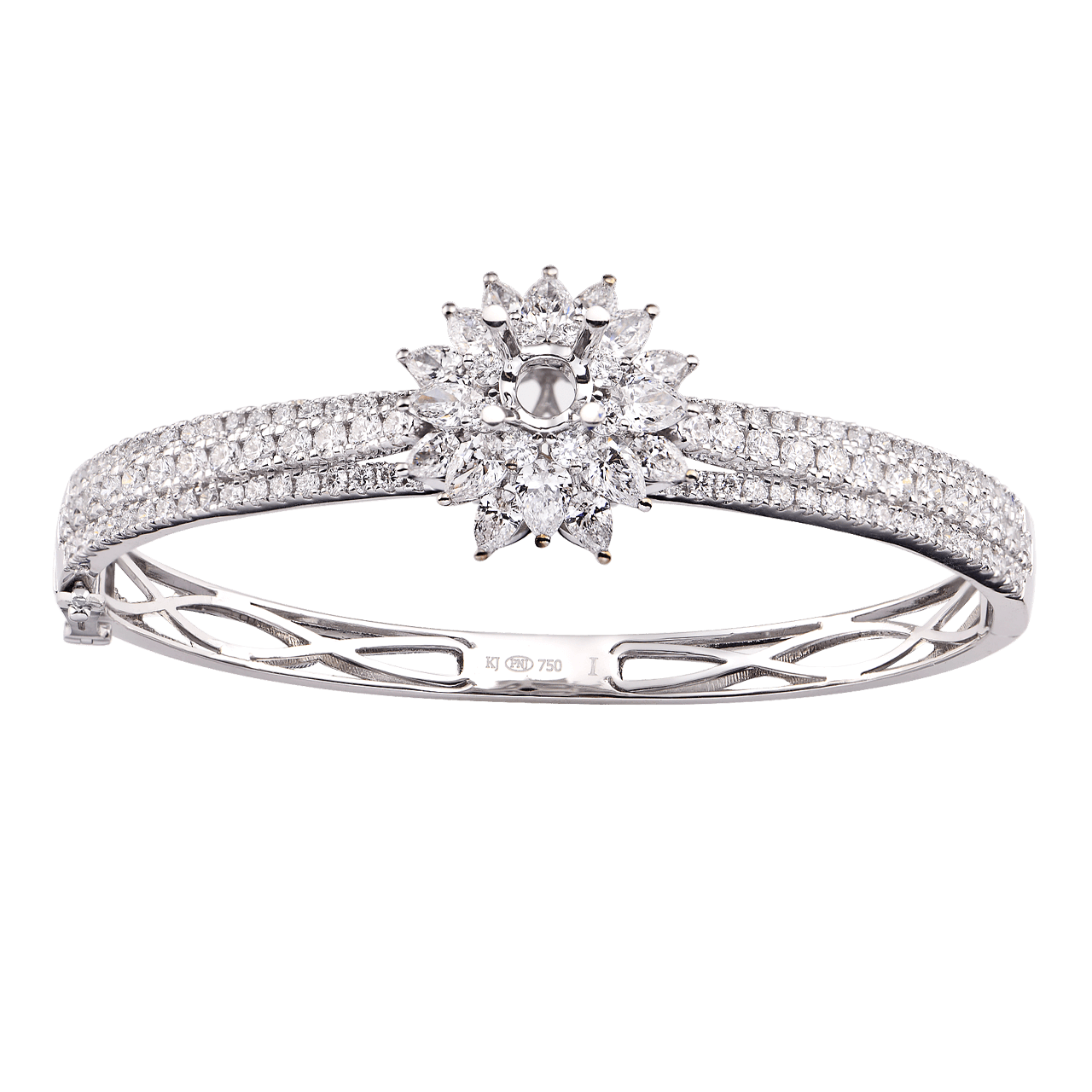 Vỏ vòng tay Kim cương Vàng trắng 18K